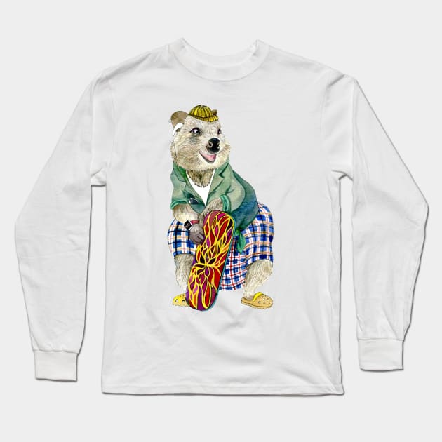 Quokka the Skater Long Sleeve T-Shirt by argiropulo